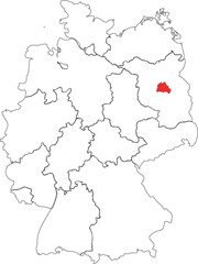 Berlin Highlighted on Germany Map - Political Vector Illustration