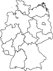 Outline Map of Germany - Vector Silhouette of Federal States