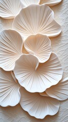 Creamy Beige Floral Petals Relief Texture Background