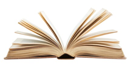 Fototapeta premium Open book with pages fanned out on a plain background