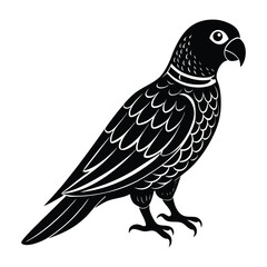 Fototapeta premium Exquisite Parrot Silhouette: The image portrays an artistic silhouette of a parrot, its form and intricate details, representing nature's artistry with boldness.