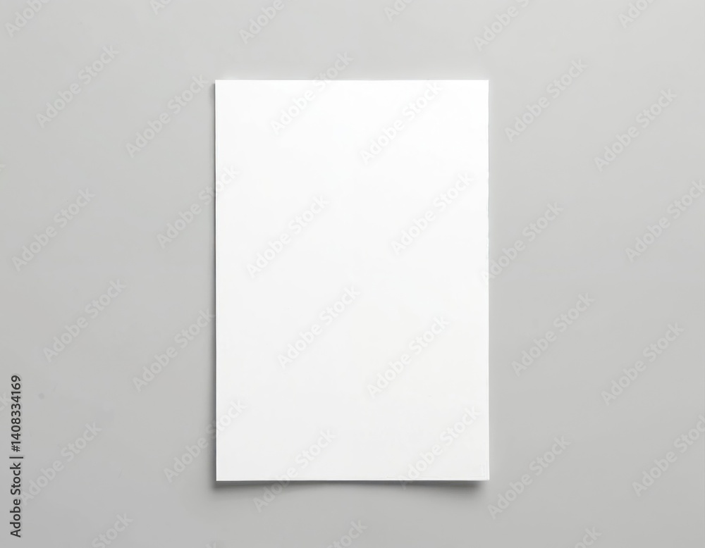 Poster blank white paper mockup on grey background. empty sheet of paper for design presentation, branding 