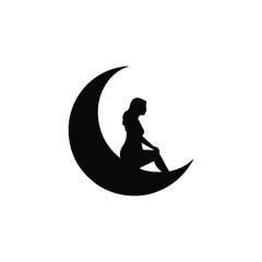 black silhouette of a man or moon