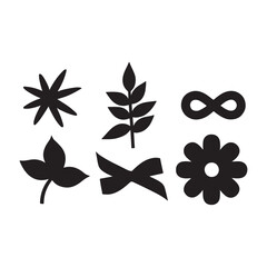 Fototapeta premium set of black and white flowers and icon