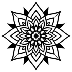 Minimal Contrast Mandala Vector Illustration on White Background
