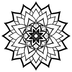 Minimal Contrast Mandala Vector Illustration on White Background