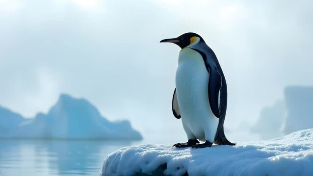 Penguin Perched on an Iceberg  A Winter Wonder Scene