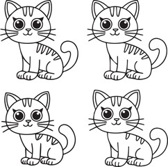 Adorable Cat Single Line Drawings &ndash; Doodle Style Clipart for Stickers, Prints, Crafts
