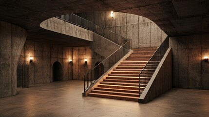 Fototapeta premium Gigapixel standard stunning staircase design in modern building interiors with unique perspectives