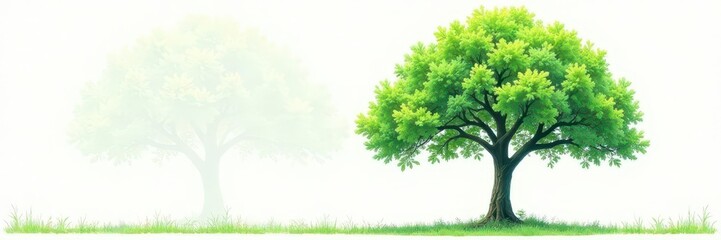 Obraz premium Large, leafy green tree against pure white backdrop , leaves, isolated