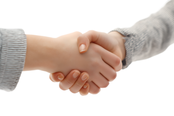 Sport Caucasian woman shaking hands to close a deal on an isolated white background
