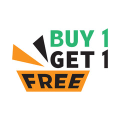 Buy 1 get 1 free vector template design icon. Buy one get one sticker, tag, banner, poster.