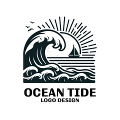Ocean Tide Vector Logo Design