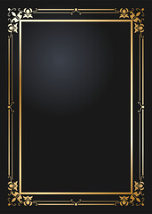 Floral rectangular golden frame. Festive design. Gold border with flowers. Frames vector.
