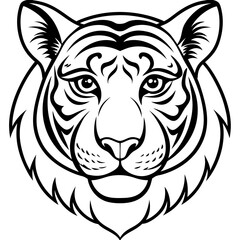 Minimal Elegant Tiger Head Vector Illustration on White Background