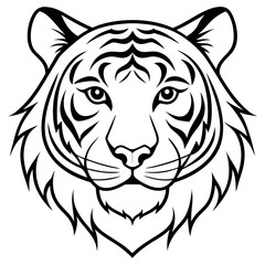 Minimal Elegant Tiger Head Vector Illustration on White Background