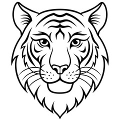 Minimal Elegant Tiger Head Vector Illustration on White Background