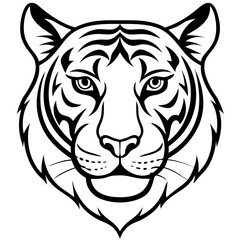 Minimal Elegant Tiger Head Vector Illustration on White Background