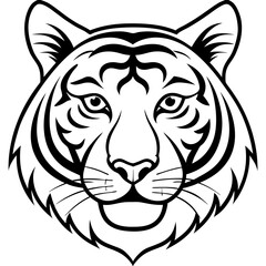 Minimal Elegant Tiger Head Vector Illustration on White Background