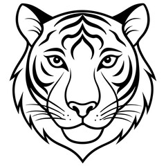 Minimal Elegant Tiger Head Vector Illustration on White Background