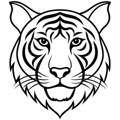 Minimal Elegant Tiger Head Vector Illustration on White Background