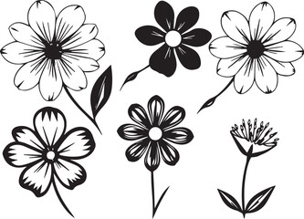 Set of flowers. Hand drawn vector illustration	
