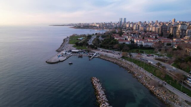 Suadiye District in Kadikoy. Istanbul, Turkey. Beautiful aerial view with drone shot.