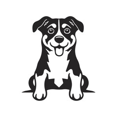 Dog logo in shield shape. Pet emblem, loyal companion, animal head, guard symbol, modern style	