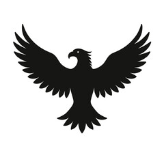 Obraz premium Black silhouette of an eagle flying with outstretched wings 