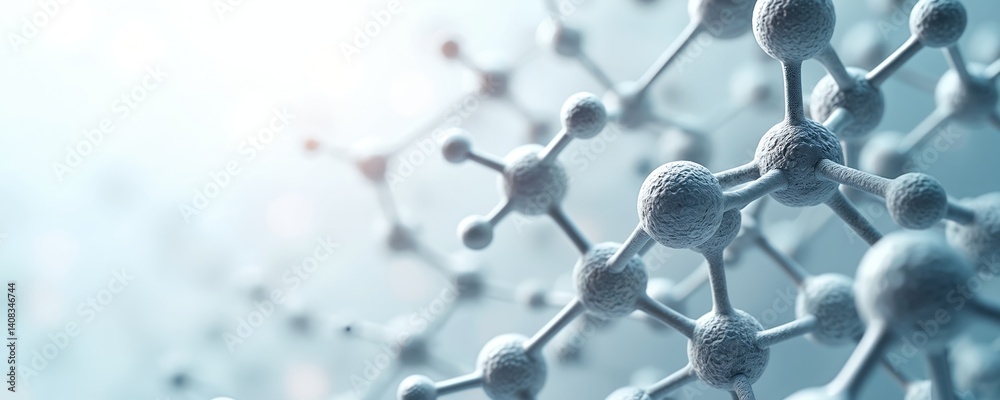 Aufkleber Dynamic representation of molecular structures, interconnected atoms with modern minimalistic design. Concept image for material science, nanotechnology, medical research, chemistry, biology,