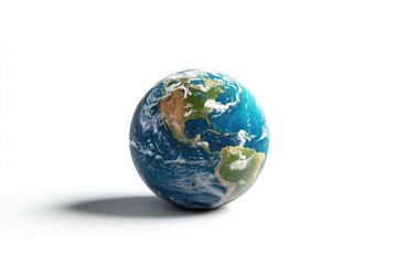 Fototapeta premium A realistic 3D rendering of planet Earth, showing North and South America, oceans, and cloud formations.