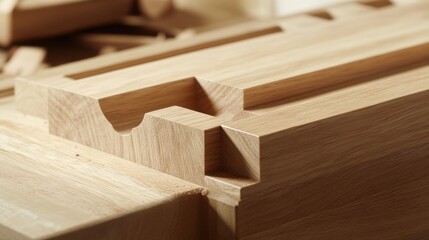 Carpenter assembling wooden furniture at a construction site. Featuring craftsmanship and attention to detail