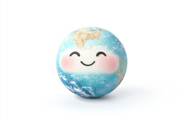 A happy Earth globe with a smiling face, representing environmental care and protection.