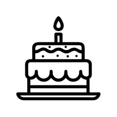 Birthday Cake with Candle Icon Representing Celebration and Birthday Festivities