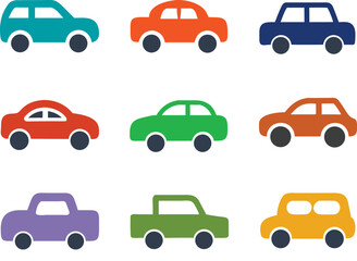 Fototapeta premium Collection of colorful car icons