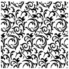 black and white seamless pattern, Floral scroll pattern or a foliate scroll pattern, Floral Elements,