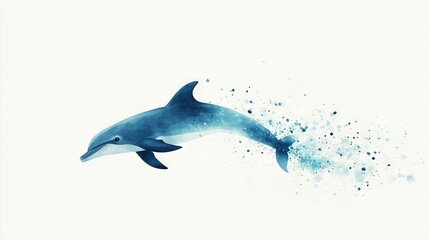 Obraz premium A stunning watercolor depiction of a dolphin leaping from the water with bubbles erupting from its mouth