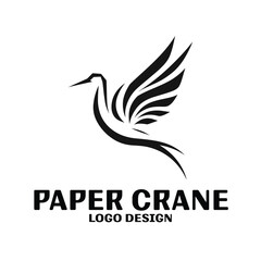 Paper Crane Vector Logo Design