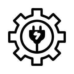 Gear with Plug Icon Representing Energy Technology and Power Solutions