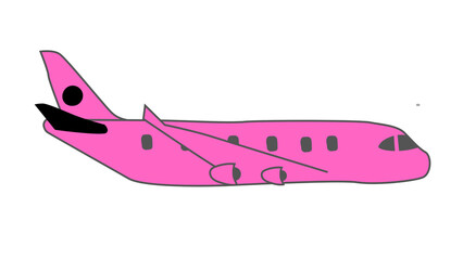 A passenger airplane illustration and white background.