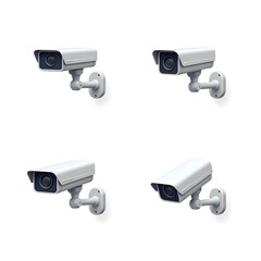 Set of CCTV security camera icon Safety Security Surveillance Network Police Authority Technology Vector Illustration
