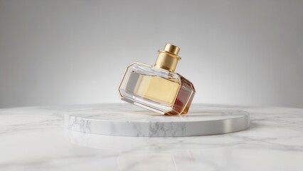 Luxurious perfume bottle encased in delicate gold accents