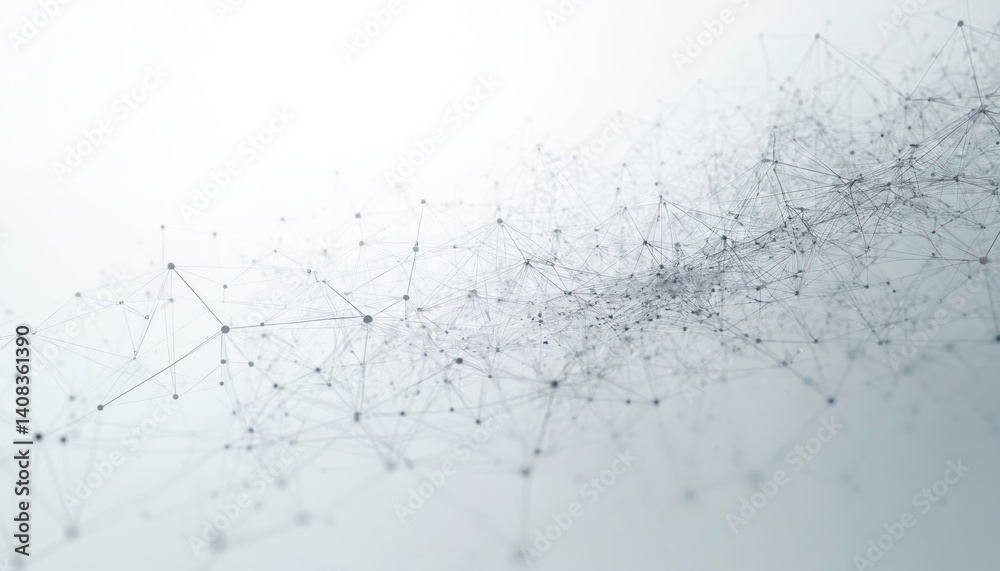 Aufkleber Abstract network structure on white background. Futuristic design represents data tech concept. Modern digital network connection. Cyberspace, innovation, global connection. Lines, dots, nodes