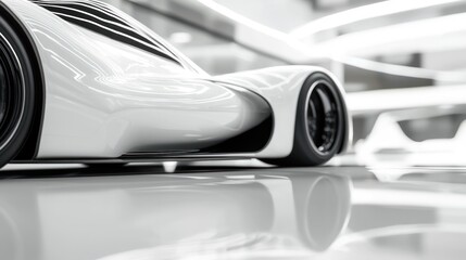 Fototapeta premium Sleek White Concept Car: Futuristic Design in a Modern Setting