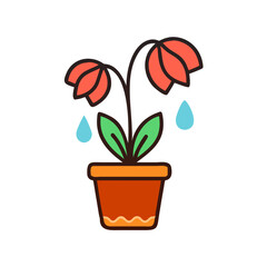 Potted Flower with Drooping Petals Icon Representing Indoor Floral Care and Nature