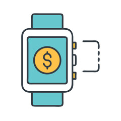 Smartwatch Payment Icon Representing Wearable Technology and Contactless Transactions