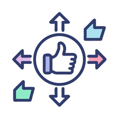 Obraz premium Thumbs Up with Arrows Icon Representing Content Approval and Engagement Sharing