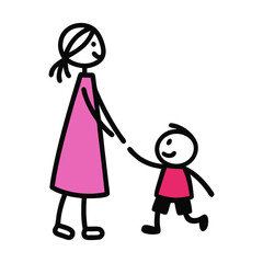 Happy Mothers Day Mother and Son Child Icon for Cute Card Design in Transparent PNG Clipart