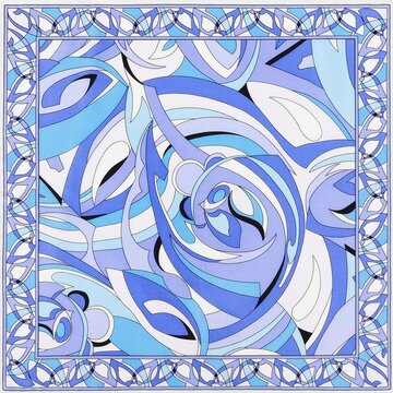 Multi color Pucci inspired composition for scarves and other textile products