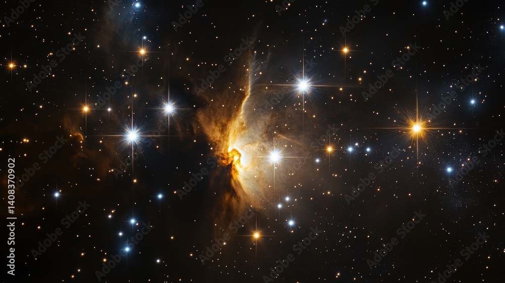 Aufkleber Vibrant display of stars and galaxies illuminated by a bright celestial object in deep space during a clear cosmic night